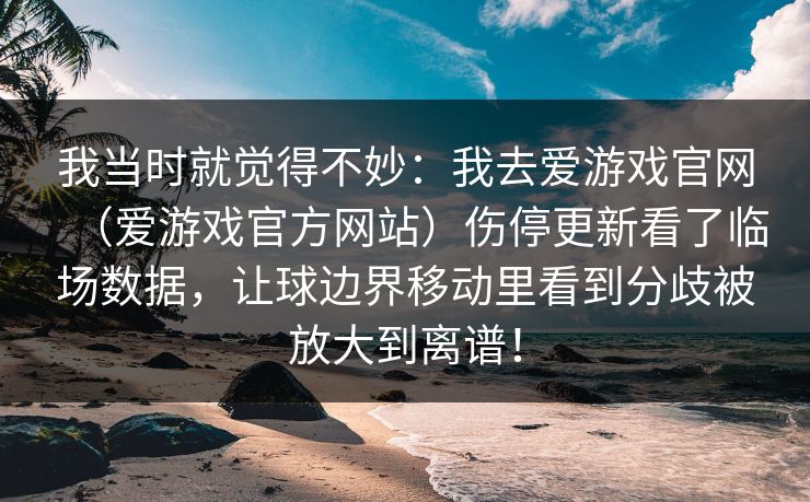 我当时就觉得不妙：我去爱游戏官网（爱游戏官方网站）伤停更新看了临场数据，让球边界移动里看到分歧被放大到离谱！